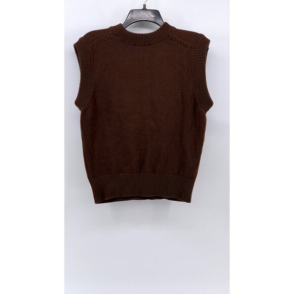 MNG Women's Brown Knit Crewneck Sleeveless Tank Top SZ XS - Picture 2 of 9